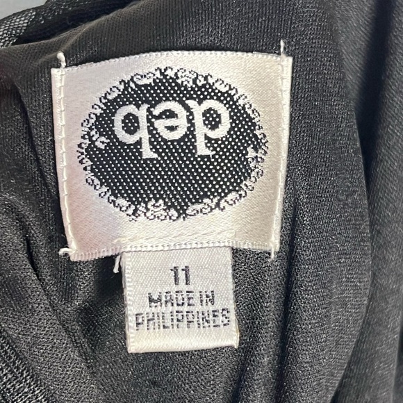 qep Kids Girl Applique Dress 11 Gown Black Cream Rosette Embellished Rhinestone - Picture 12 of 15